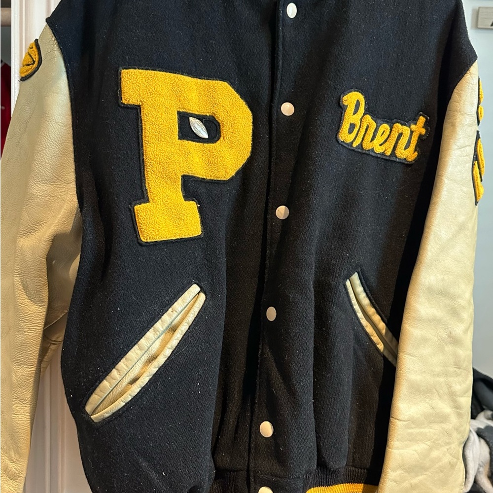 DeLong P Black and Yellow Varsity Jacket